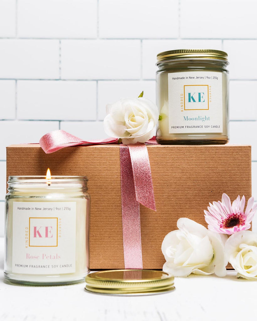Kindred Essence 2-Piece Handmade Soy Candle Gift Set - Rose Petals - Moonlight