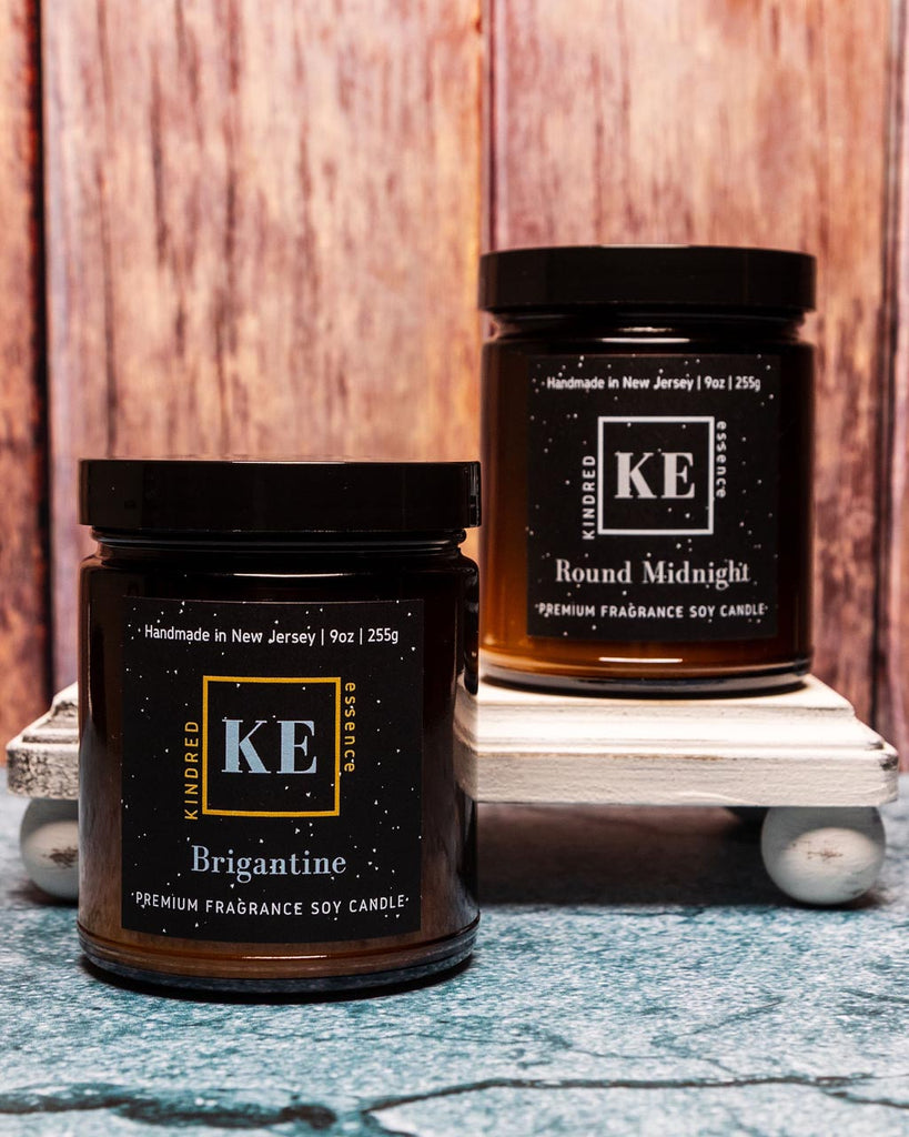 Kindred Essence 2-Piece Handmade Soy Candle Gift Set for Men - Brigantine and Round Midnight