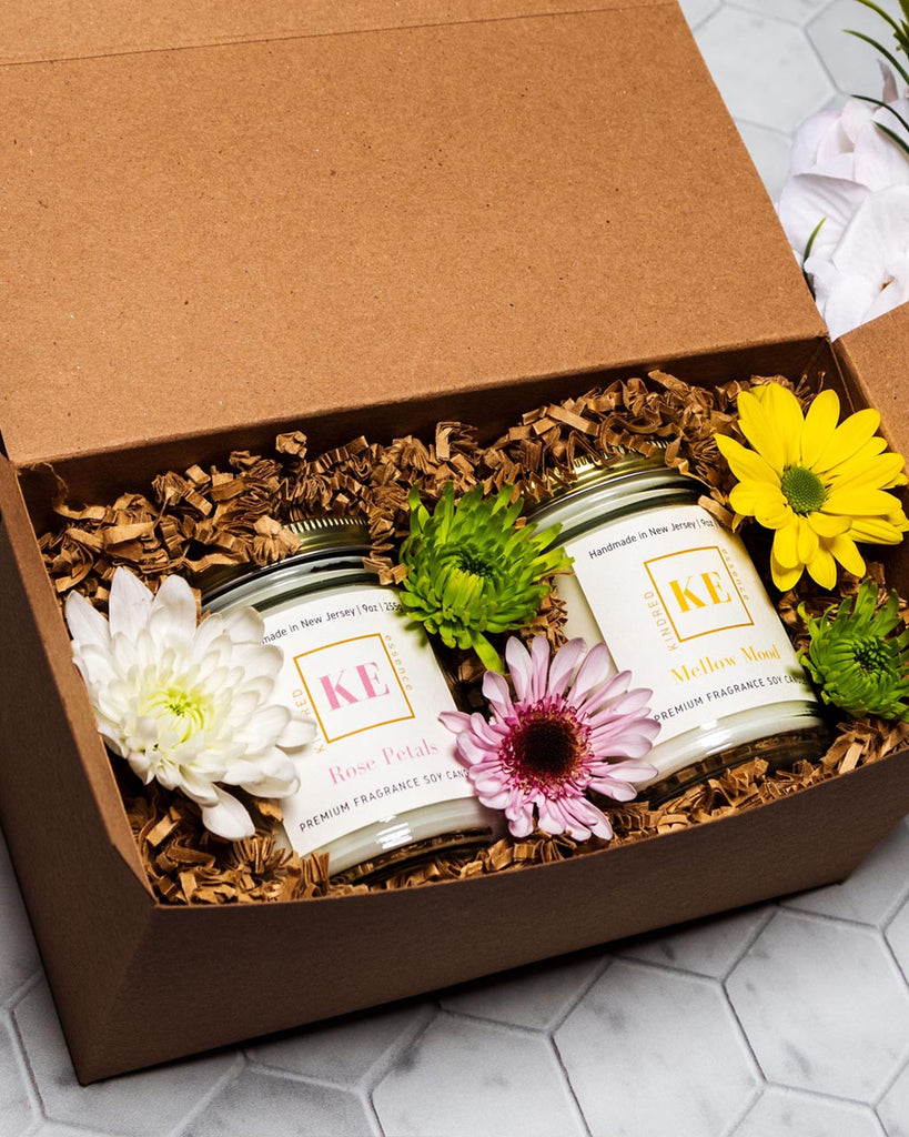 Kindred Essence 2-Piece Handmade Soy Candle Gift Set - Rose Petals - Mellow  Mood