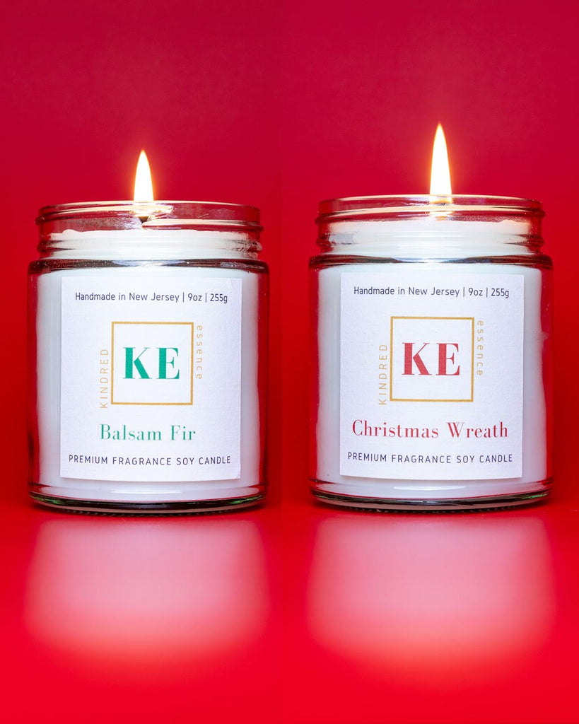 Kindred Essence 2-Piece Handmade Soy Candle Gift Set - Balsam Fir - Christmas Wreath