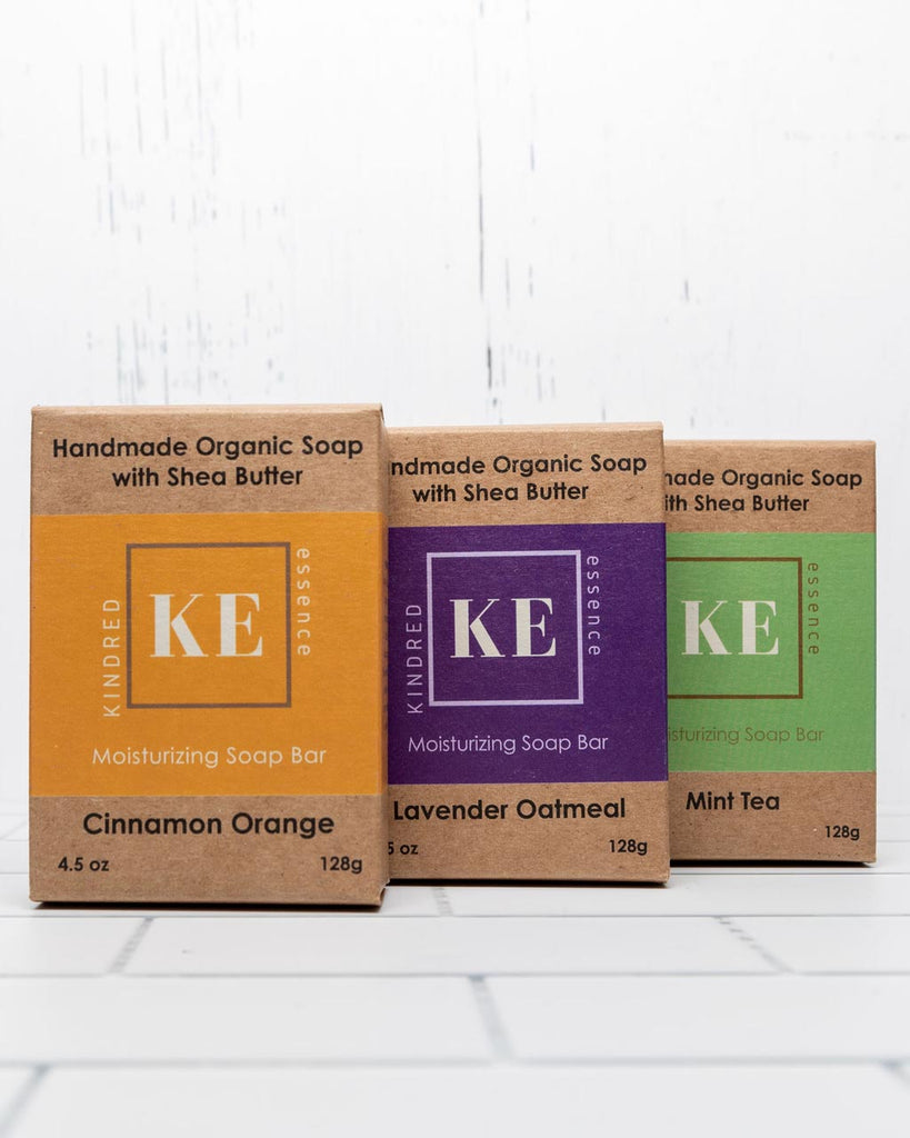 3-Piece Organic Shea Butter Soap Gift Set  - Cinnamon Orange - Lavender Oatmeal - Mint Tea