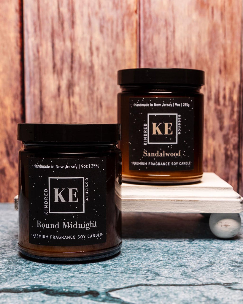 Kindred Essence 2-Piece Handmade Soy Candle Gift Set for Men - Round Midnight and Sandalwood