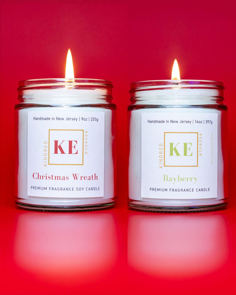 Kindred Essence 2-Piece Handmade Soy Candle Gift Set - Bayberry - Christmas Wreath